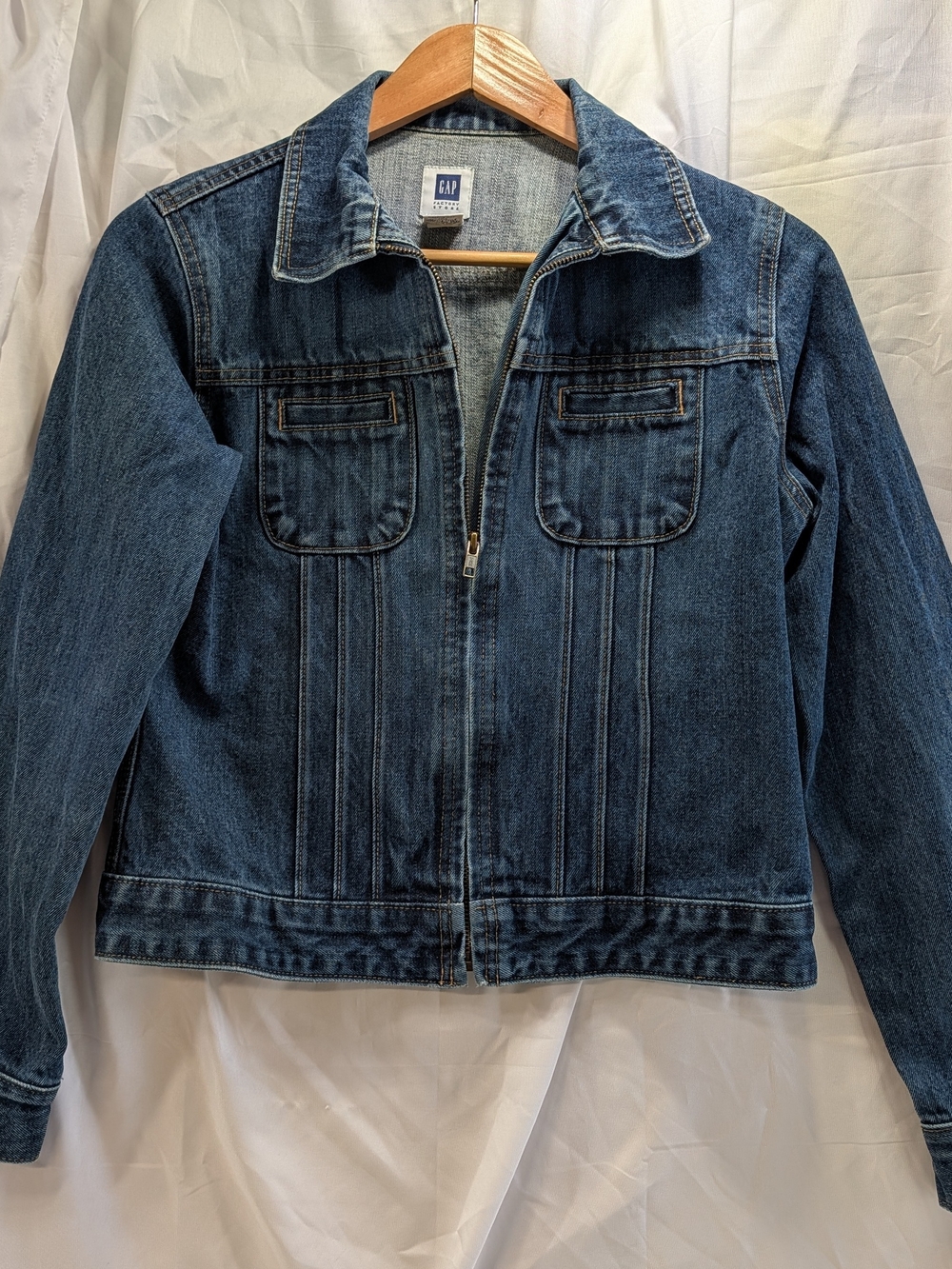 GAP Factory Store Indigo Blue Zip-Front Denim Jacket Size Small